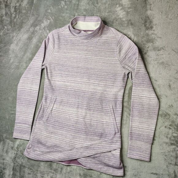 Duluth Trading Co Sweater Womens Small Lilac Purple Striped Pullover Long Sleeve - Picture 1 of 10